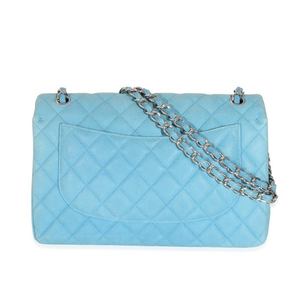 131660 pv Chanel Blue Matte Quilted Caviar Jumbo Classic Double Flap Bag