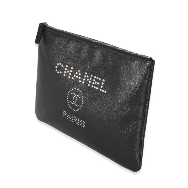 131662 sv 3ee09464 f09d 41f3 91de 7b7a28ea5560 Chanel Black Caviar Studded Deauville Pouch