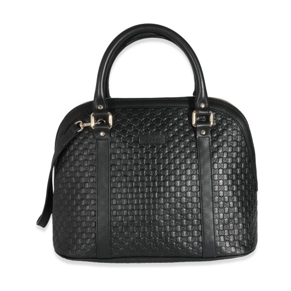 131663 fv e67015f9 2818 44f1 a5bd 6e07a36f4506 Gucci Black Microguccissima Medium Dome Satchel