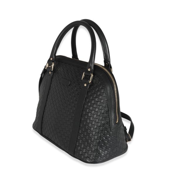 131663 sv dc68e1af 693a 4153 a26d b322318a780b Gucci Black Microguccissima Medium Dome Satchel