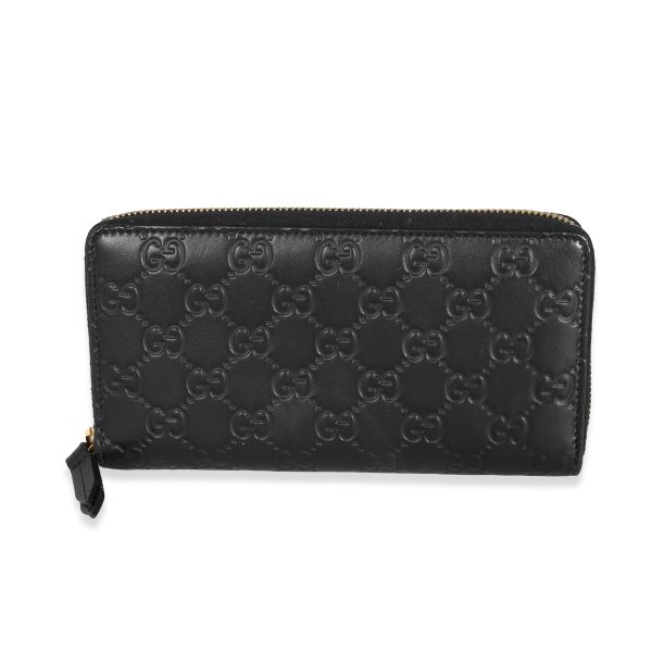 131664 fv Gucci Black Guccissima Embossed Leather Zip Around Wallet