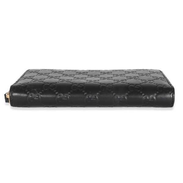 131664 stamp Gucci Black Guccissima Embossed Leather Zip Around Wallet