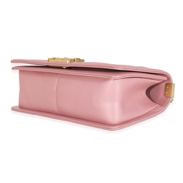 131736 box Chanel Metallic Pink Calfskin Medium Boy Bag