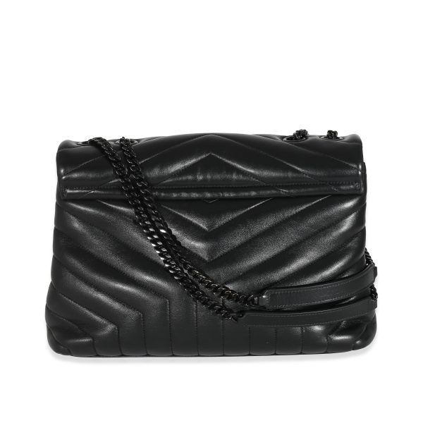 131755 pv Saint Laurent Black Matelassé Leather Medium Loulou Bag