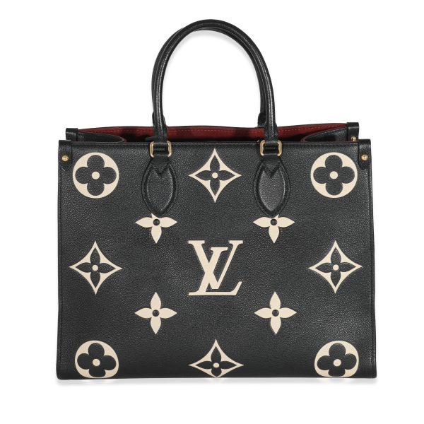 131758 fv Louis Vuitton Black Beige Monogram Giant Empreinte OnTheGo MM