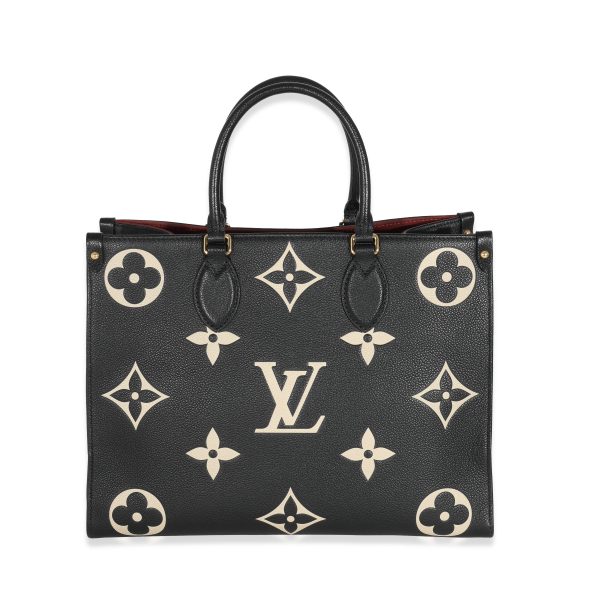 131758 pv Louis Vuitton Black Beige Monogram Giant Empreinte OnTheGo MM