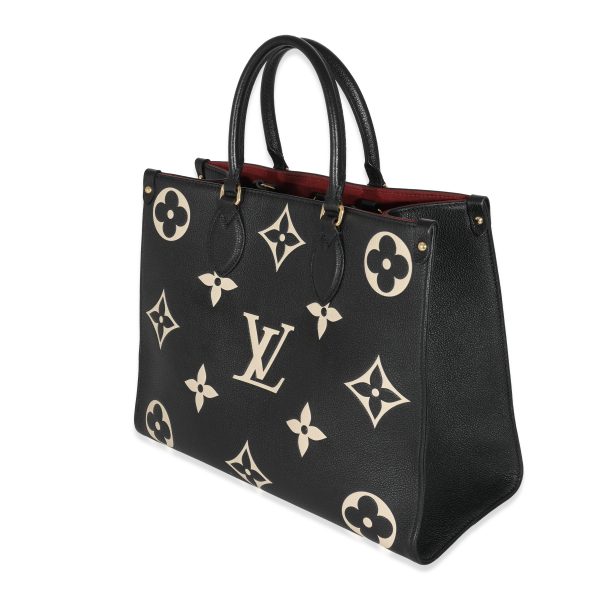 131758 sv Louis Vuitton Black Beige Monogram Giant Empreinte OnTheGo MM