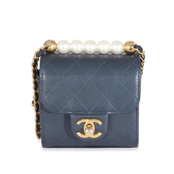 131801 fv df646103 0253 4ee9 9b3a e73e39dee0bd Chanel Navy Goatskin Chic Pearls Mini Flap Bag