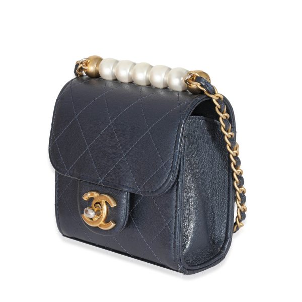 131801 sv 941ff1df bdd9 4d05 aa10 fddcc4417fcc Chanel Navy Goatskin Chic Pearls Mini Flap Bag