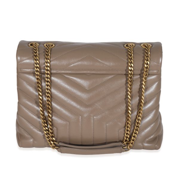 131844 pv Saint Laurent Grey Brown Leather Medium Loulou Bag