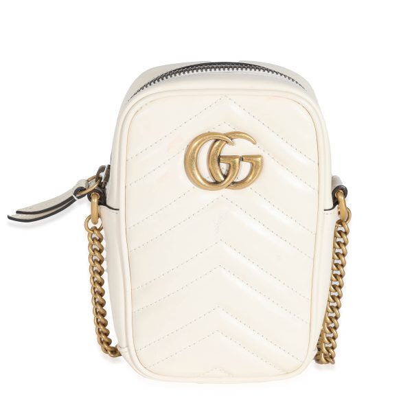 131849 fv Gucci GG Cream Matelassé Marmont Mini Bag White