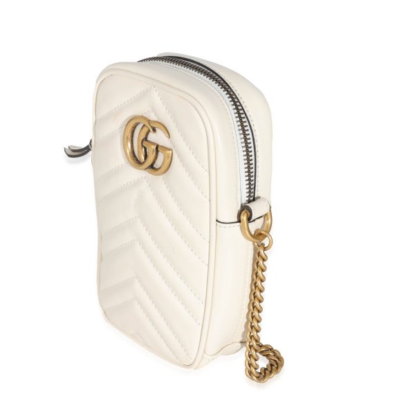 131849 sv Gucci GG Cream Matelassé Marmont Mini Bag White