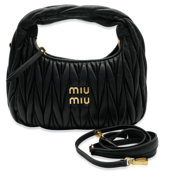 131958 ad2 7dbfb67d 6f78 4ef0 8232 e966a6cdeb1b Miu Miu Black Matelassé Nappa Mini Wander Hobo Bag