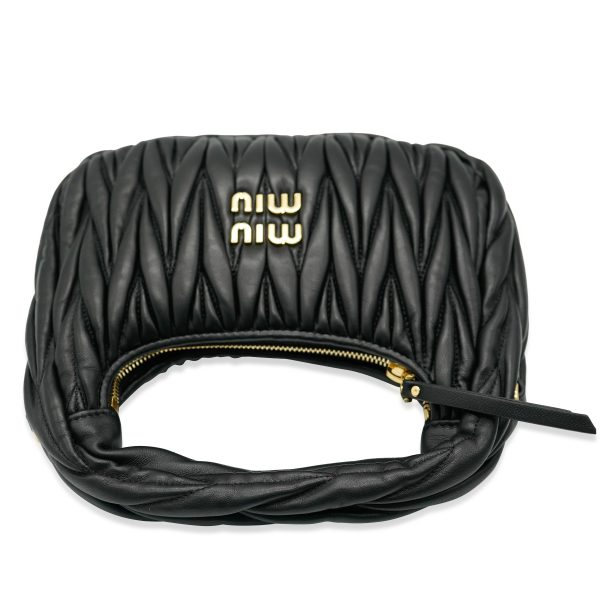 131958 clasp 4d65ad75 32ef 4b7c 8bc7 f009c07f9b83 Miu Miu Black Matelassé Nappa Mini Wander Hobo Bag