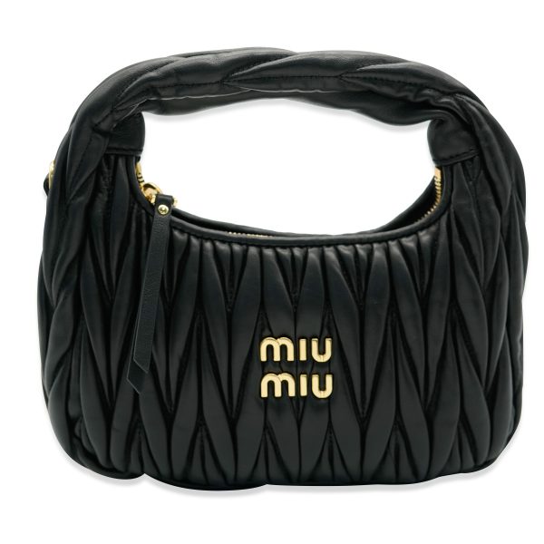 131958 fv 2d5aa9b5 7a44 4a82 8e05 78c17a0f3fa3 Miu Miu Black Matelassé Nappa Mini Wander Hobo Bag