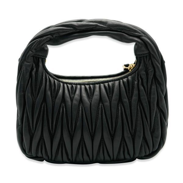 131958 sv 337564cd 16d0 4dac 92fb 8ad6c6aefacc Miu Miu Black Matelassé Nappa Mini Wander Hobo Bag