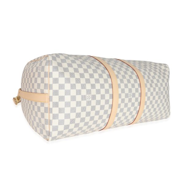 132007 clasp Louis Vuitton Damier Azur Canvas Keepall Bandoulière 55