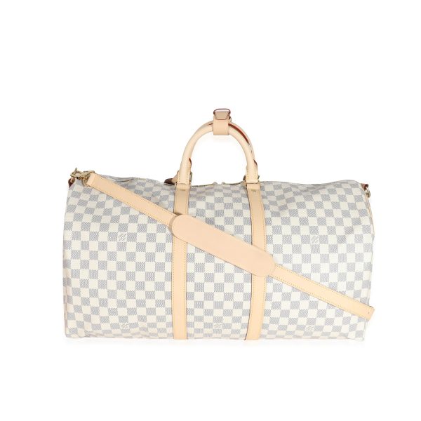 132007 pv Louis Vuitton Damier Azur Canvas Keepall Bandoulière 55