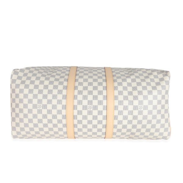 132007 stamp Louis Vuitton Damier Azur Canvas Keepall Bandoulière 55