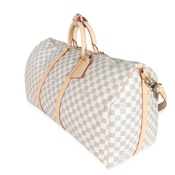 132007 sv Louis Vuitton Damier Azur Canvas Keepall Bandoulière 55