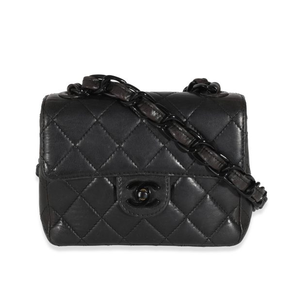 132034 fv Chanel Vintage Black Lambskin Resin Mini Flap Bag