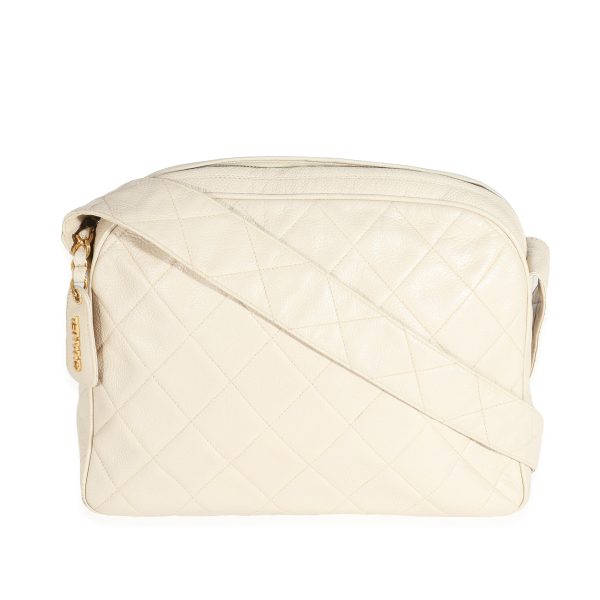 132051 fv f3760c78 410a 470b 9802 ff80d646a9af Chanel Vintage Beige Quilted Caviar Messenger Bag