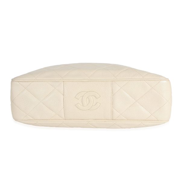 132051 stamp 4a0b20c2 3549 49eb a5d9 65f71ae7a9d0 Chanel Vintage Beige Quilted Caviar Messenger Bag