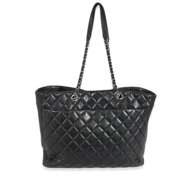 132057 pv Chanel Black Lambskin Classic Timeless Shopping Tote