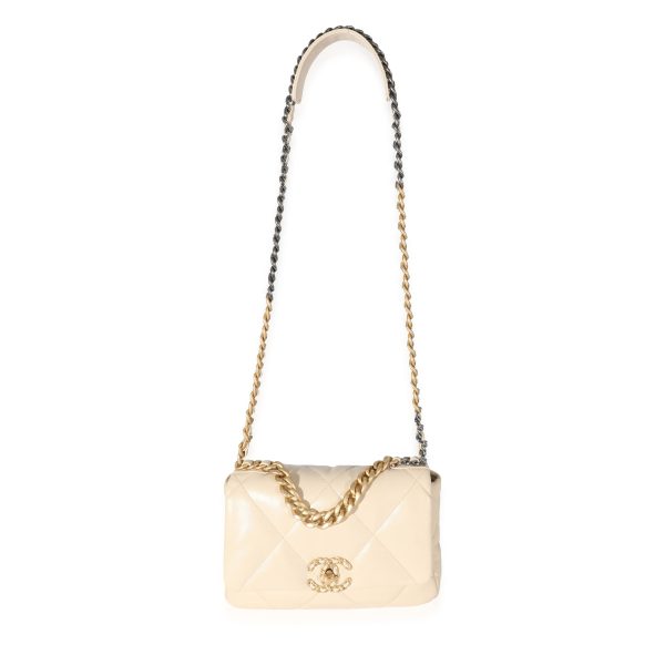 132065 av Chanel 21P Beige Goatskin Medium Chanel 19 Flap Bag