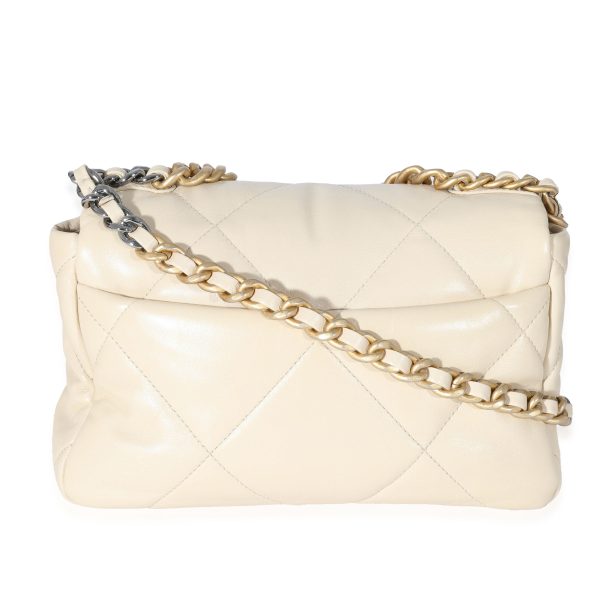 132065 pv Chanel 21P Beige Goatskin Medium Chanel 19 Flap Bag