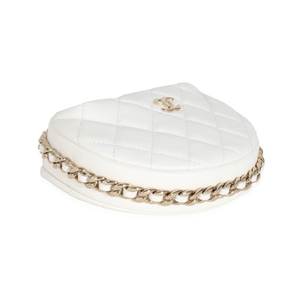 132070 clasp 1687cfdb a46d 49bd addc c1aadf204433 Chanel White Quilted Lambskin Chain Around Mini Pouch