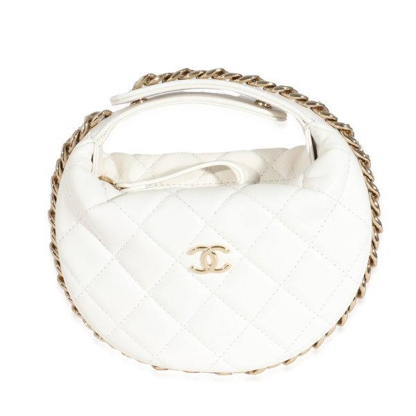 132070 fv 3721657f 13e2 4647 8dd5 32970add9969 Chanel White Quilted Lambskin Chain Around Mini Pouch