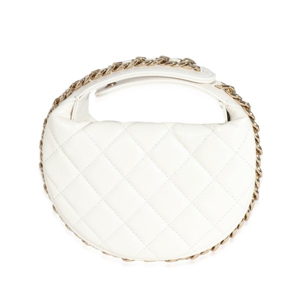 132070 pv 91087ff4 e9e0 42f6 a5a6 59c959b8702e Chanel White Quilted Lambskin Chain Around Mini Pouch