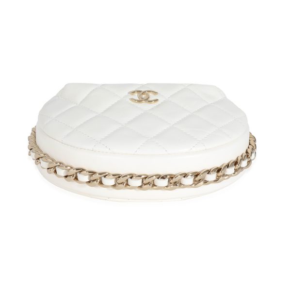 132070 stamp 569bdade c019 4af4 a316 5b0141222d34 Chanel White Quilted Lambskin Chain Around Mini Pouch