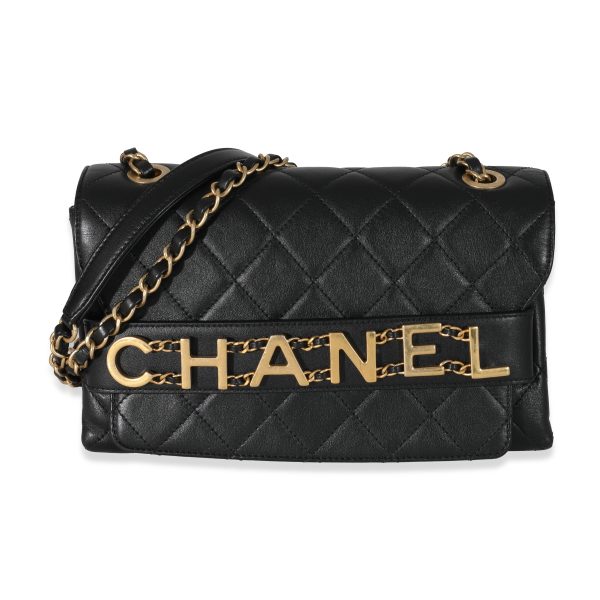 132083 fv Chanel Black Leather Small Enchained Flap Bag