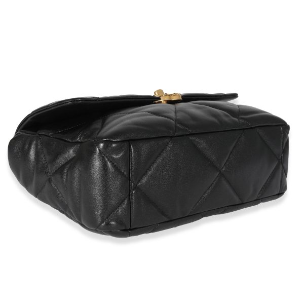 132088 clasp 92365189 1102 43dd a936 abc6a9fd8c22 Chanel Black Quilted Goatskin Chanel 19 Flap Bag