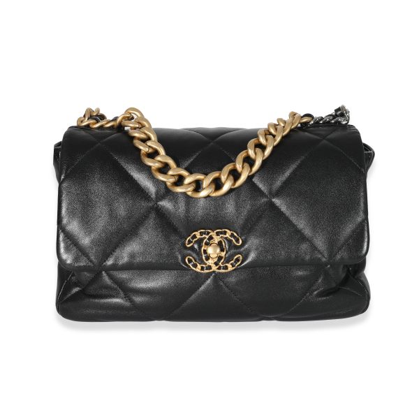 132088 fv ea881fad 8a0a 4526 8a19 4d980d856ae4 Chanel Black Quilted Goatskin Chanel 19 Flap Bag