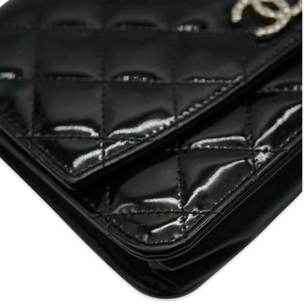 132107 ad1 Chanel Black Patent Brilliant Wallet On Chain