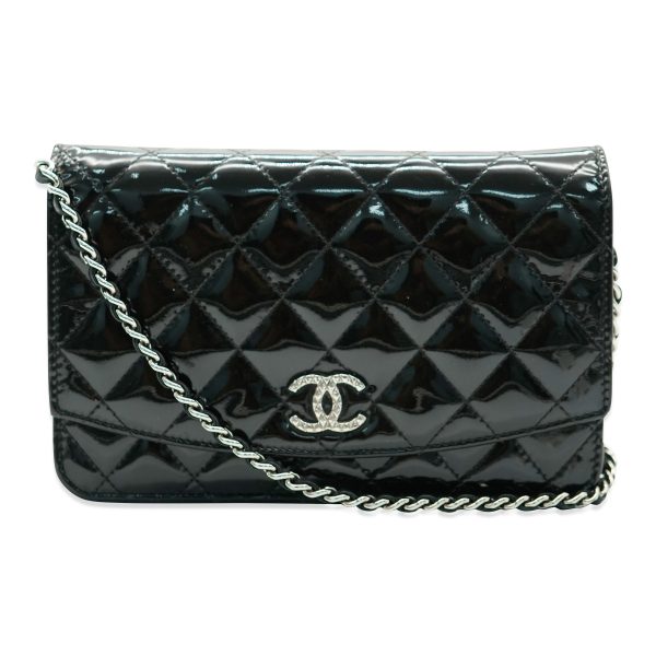 132107 pv Chanel Black Patent Brilliant Wallet On Chain