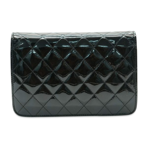 132107 sv Chanel Black Patent Brilliant Wallet On Chain