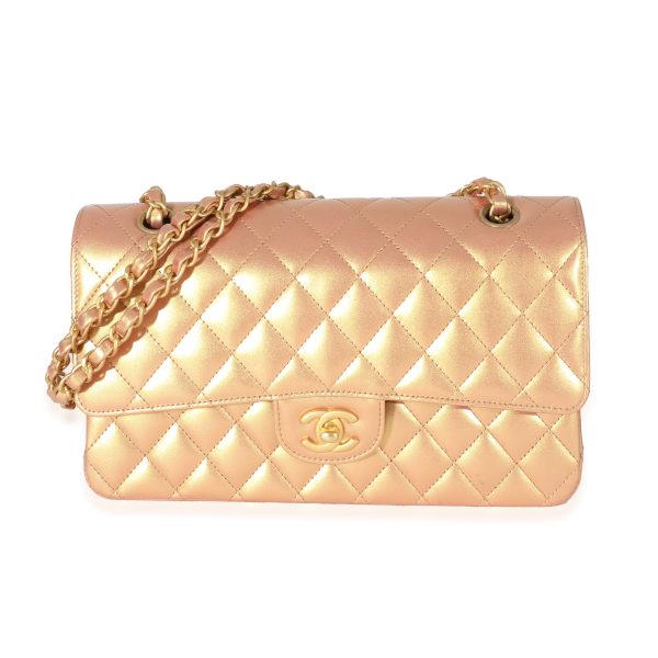 132122 fv Chanel Bronze Metallic Medium Classic Double Flap Bag