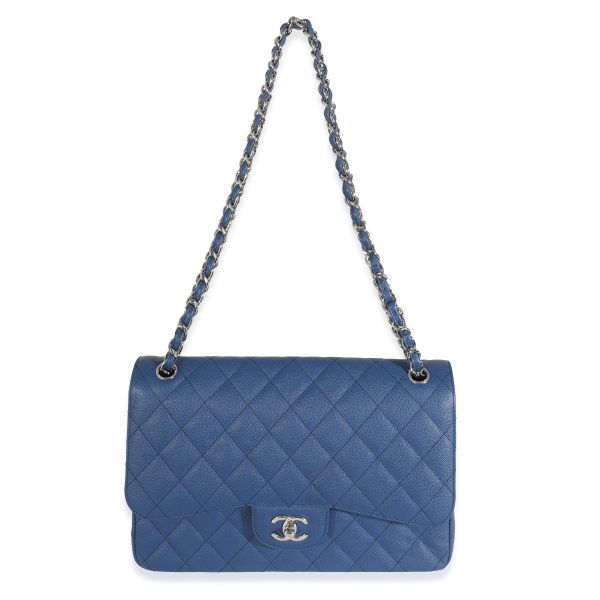 132123 bv Chanel 18C Navy Caviar Jumbo Classic Double Flap Bag