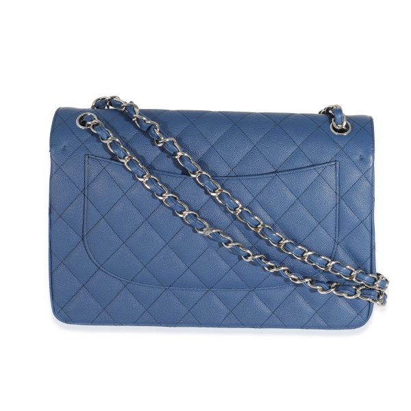 132123 pv Chanel 18C Navy Caviar Jumbo Classic Double Flap Bag