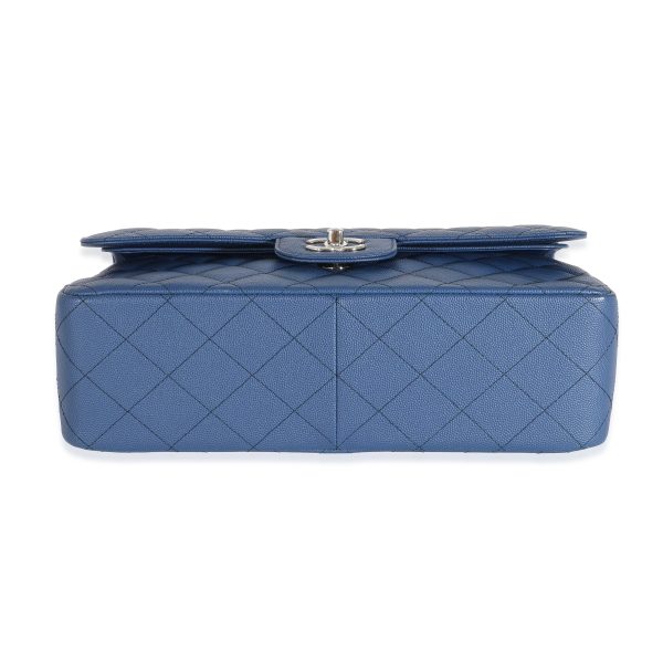 132123 stamp Chanel 18C Navy Caviar Jumbo Classic Double Flap Bag