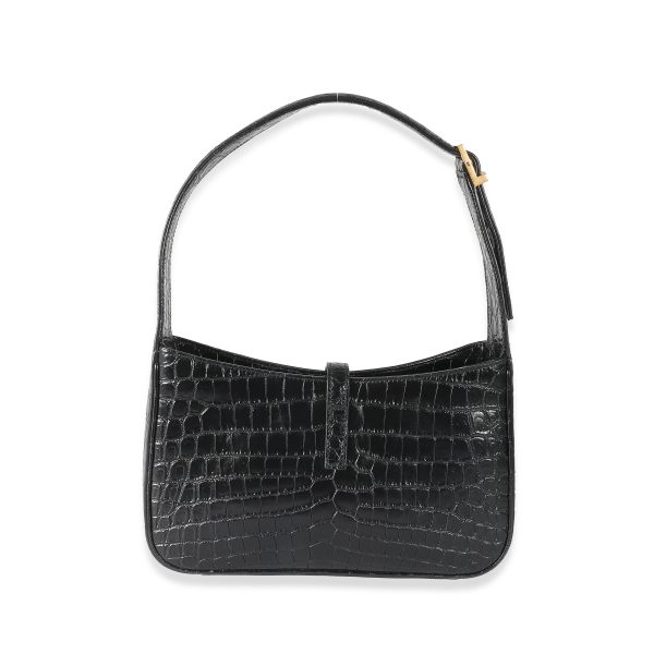 132132 box Saint Laurent Black Crocodile Embossed Le 5 à 7 Hobo