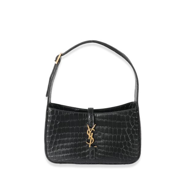 132132 fv Saint Laurent Black Crocodile Embossed Le 5 à 7 Hobo