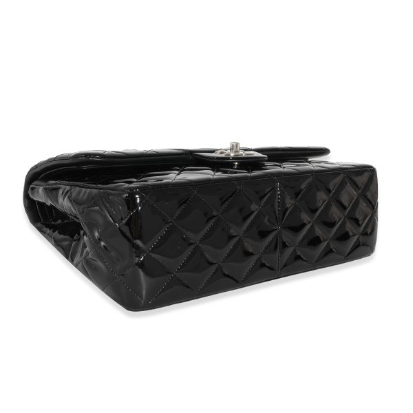132144 clasp Chanel Black Patent Classic Jumbo Flap Bag