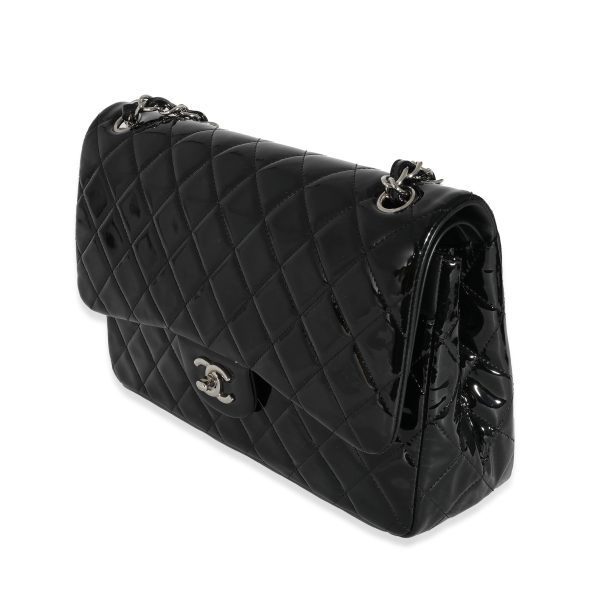 132144 sv Chanel Black Patent Classic Jumbo Flap Bag