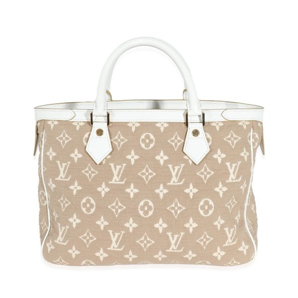 132149 stamp Louis Vuitton Blanc Monogram Jacquard Sabbia Cabas MM