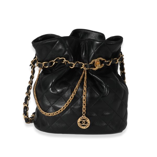 132180 fv Chanel 23S Black Lambskin Small Bucket Bag